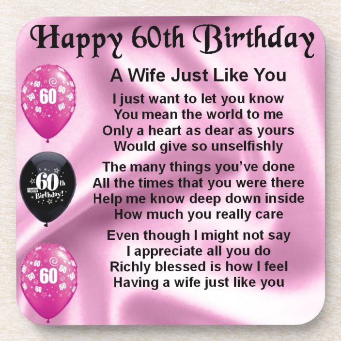 Wife poem - 60th Birthday Coaster | Zazzle.co.uk