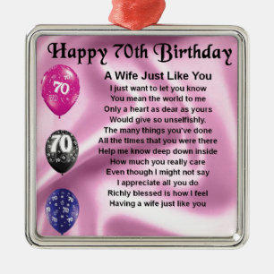 Wife Poem - 70th Birthday Metal Tree Decoration