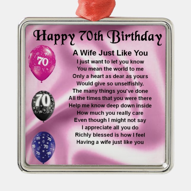 Wife Poem - 70th Birthday Metal Tree Decoration (Front)