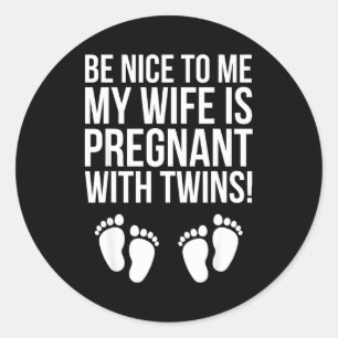 Wife Pregnant Twins Classic Round Sticker