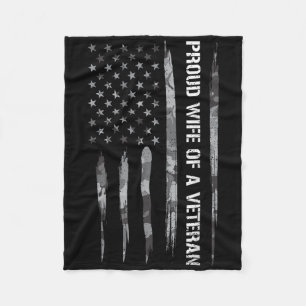 Wife_ Proud Wife Of A Veteran - American Flag  Fleece Blanket