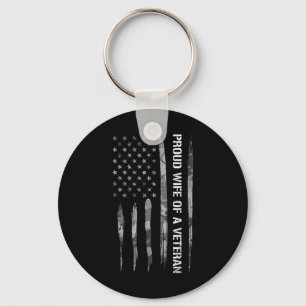 Wife_ Proud Wife Of A Veteran - American Flag  Key Ring