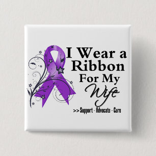 Wife Purple Ribbon - Pancreatic Cancer 15 Cm Square Badge