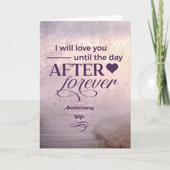 Wife Romantic Anniversary Purple Foggy Coastal Card (Front)
