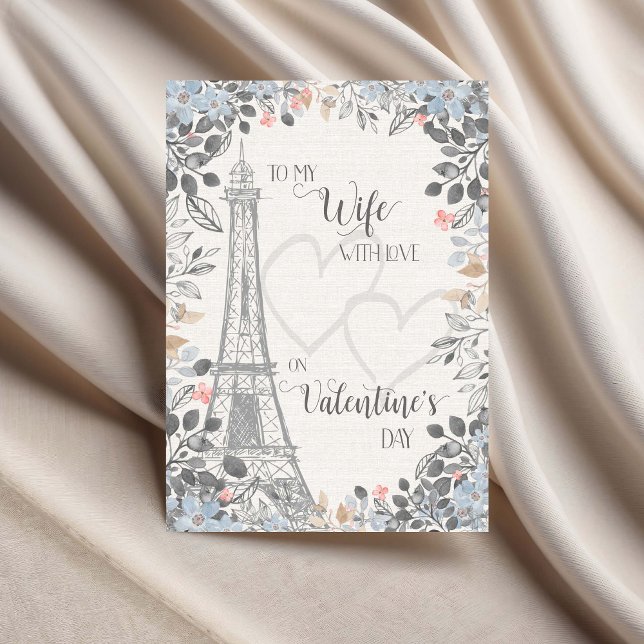 Wife Romantic Valentines Day Eiffel Tower Card (Creator Uploaded)