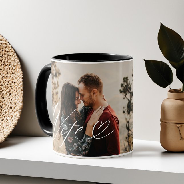 Wife Script Heart Grateful for Every Moment Photo Mug (Wife Script Heart Grateful for Every Moment Photo Mug)