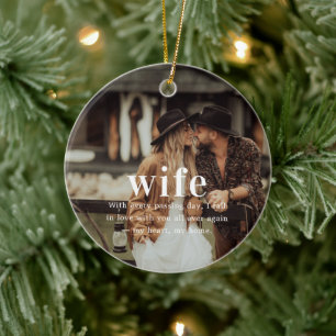 Wife Sentimental Photo Keepsake Christmas Ceramic Tree Decoration
