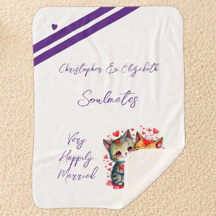 Wife soulmates cute cats anniversary gift sherpa blanket