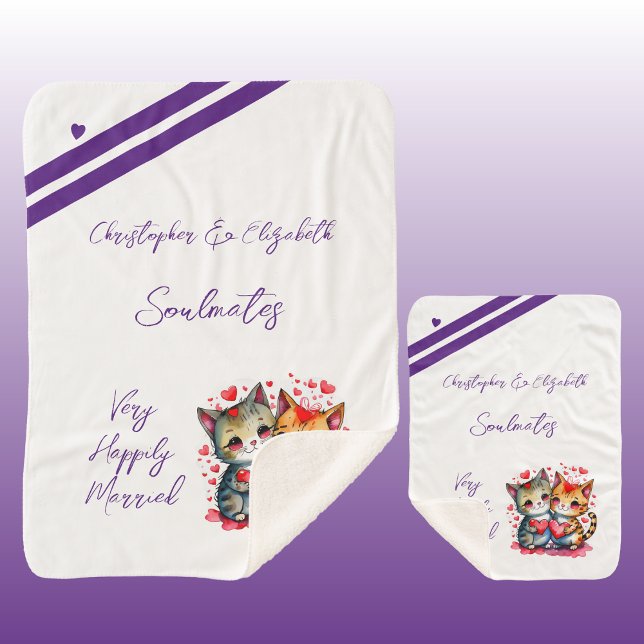 Wife soulmates cute cats anniversary gift sherpa blanket (Creator Uploaded)