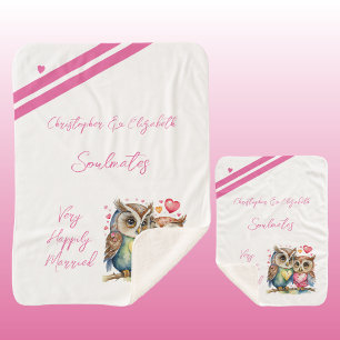 Wife soulmates cute owls anniversary gift sherpa blanket