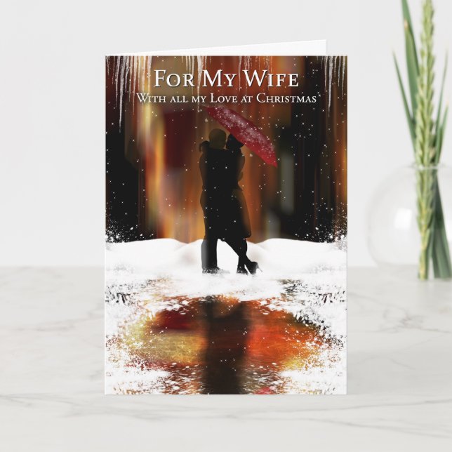 Wife Stylish Christmas Holiday Card With Couple (Front)