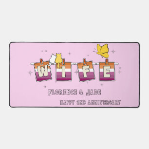 Wife Sunset Lesbian Flag Happy Anniversary Desk Mat
