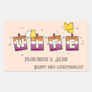 Wife Sunset Lesbian Flag Happy Anniversary Rectangular Sticker