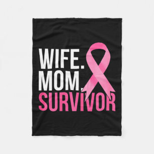 Wife Survivor Breast Cancer Awareness Fleece Blanket
