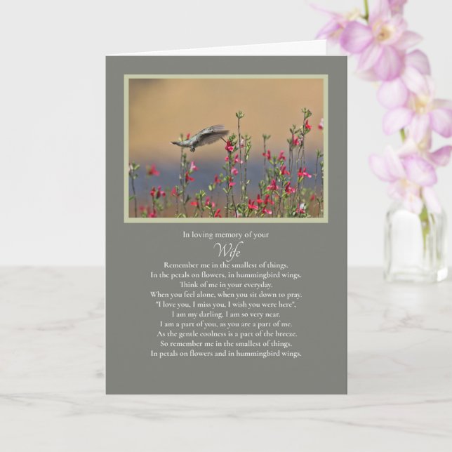 Wife Sympathy Memorial Remembrance Card (Orchid)