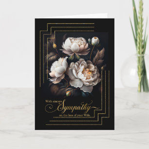 Wife Sympathy White Magnolia Floral on Black Card