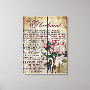 Wife To My Husband Letter Lovely Present Canvas Print