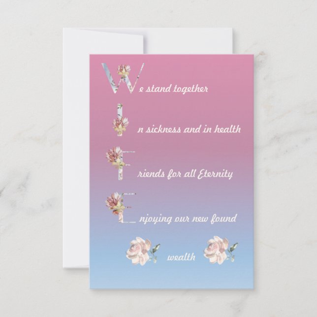Wife Unique poem card keepsake (Front)
