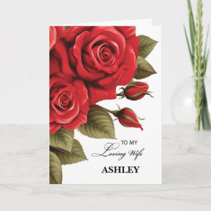 Wife Valentine's Day Love and Red Roses Card