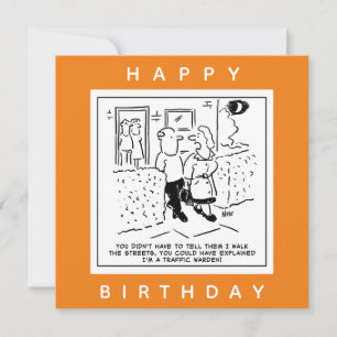 Wife Walks the Streets as a Traffic Warden Cartoon Card