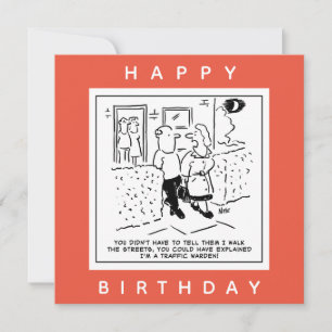 Wife Walks the Streets as a Traffic Warden Cartoon Card