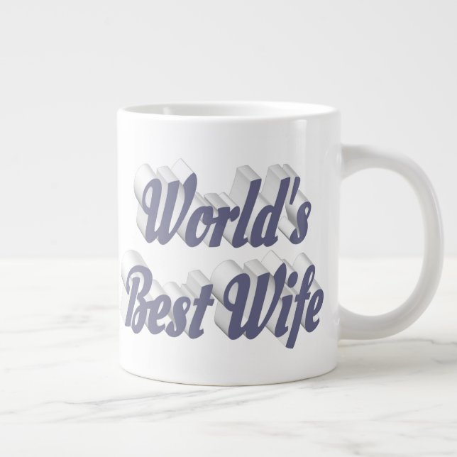 Wife with grey half text  large coffee mug (Right)
