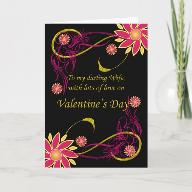Wife With Love On Valentine's Day, Valentine's Day Holiday Card (Front)