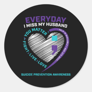 Wife Women Suicide Prevention Awareness Husband Se Classic Round Sticker
