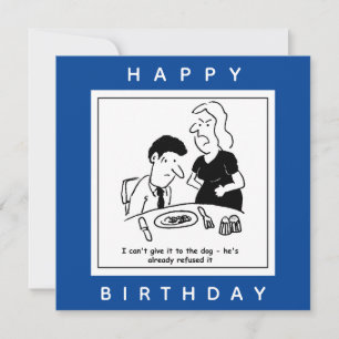Wife Won't Give Husband's Dinner to Dog Cartoon Card