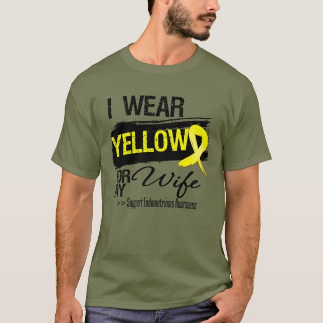 Wife Yellow Ribbon Endometriosis T-Shirt (Front)