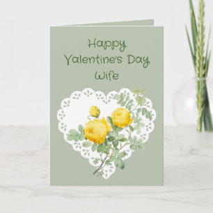 Wife Yellow Rose Garden Flower Valentine Poem  Holiday Card