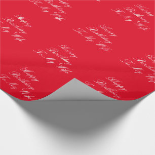 Wife's Birthday, white on red gift wrap. Wrapping Paper