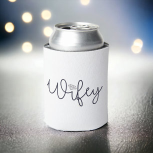 Wifey Black Script Bride / Personalised Bridal  Can Cooler