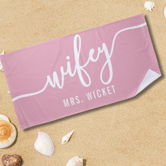Wifey blush pink Beach Towel