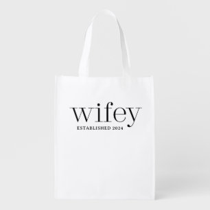 Wifey Bride Just Married Reusable Grocery Bag