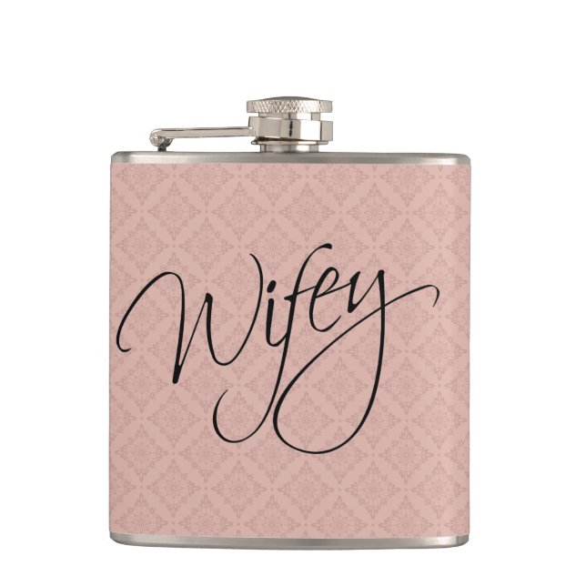 Wifey Calligraphy Hip Flask (Front)