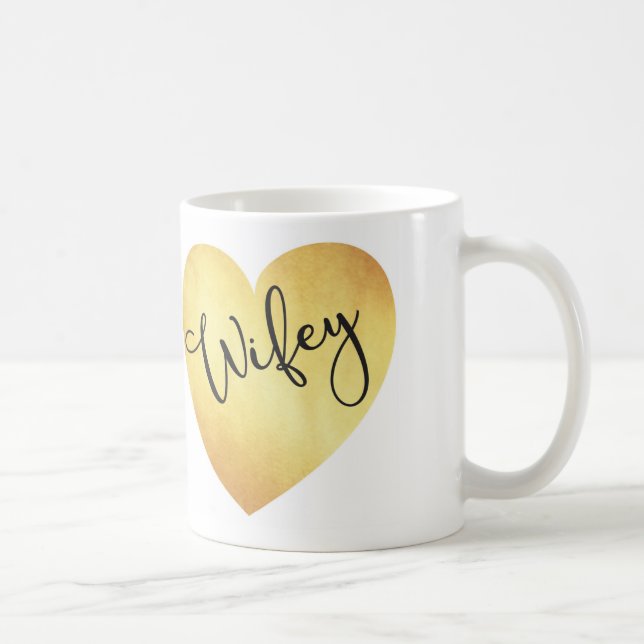 wifey calligraphy mug with gold foil heart (Right)