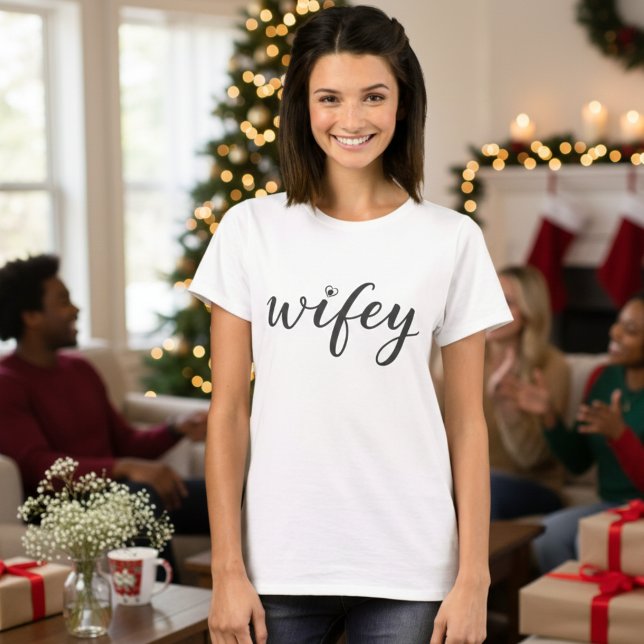 Wifey Colorful Script Heart Women’s T-Shirt Gift (Black | Colorful Script Heart Women’s T-Shirt Gift)