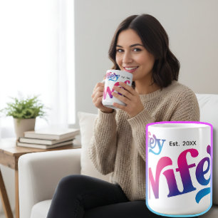 Wifey Couple Wedding Anniversary Custom Colorful Coffee Mug