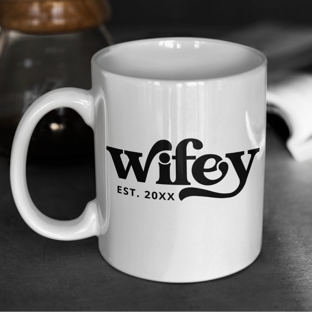 Wifey Couple Wedding Anniversary Custom Retro  Coffee Mug (Creator Uploaded)