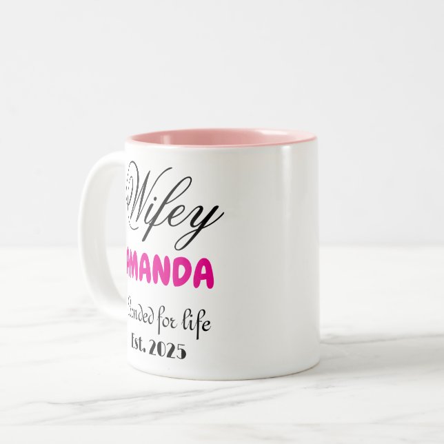 Wifey custom couple married Two-Tone coffee mug (Front Left)