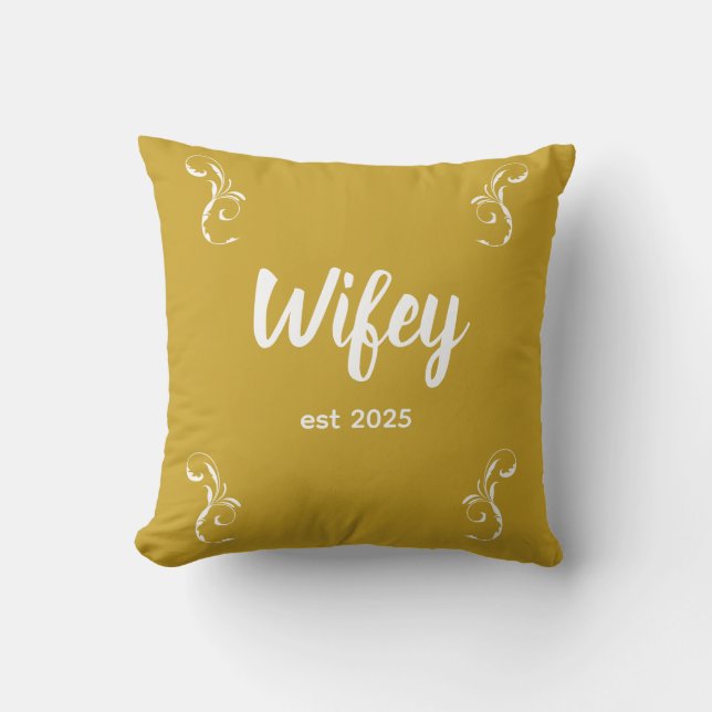 Wifey Custom Gold Bride, Fiance Gift Cushion (Front)