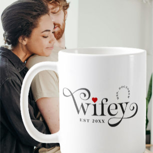 Wifey Elegant Typography Wedding Anniversary  Coffee Mug