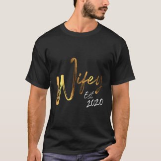 Wifey Est 2020 Husband Wife Couple Wedding Year Ne T-Shirt