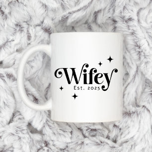 Wifey Est year any colour elegant retro font Coffee Mug