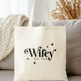 Wifey Est year any colour elegant retro font Tote Bag