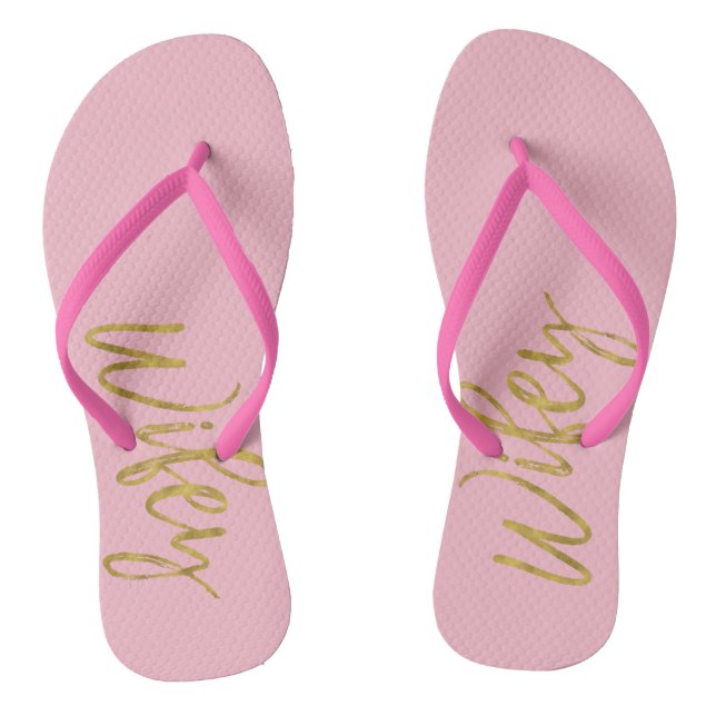 Wifey Flip Flops with Gold Foil and Pink (Footbed)