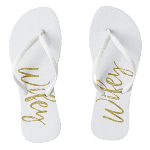 Wifey Flip Flops with Gold Foil Typography