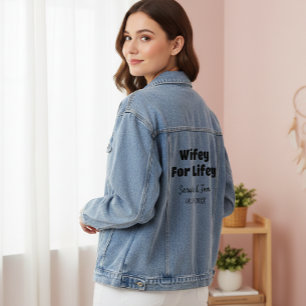 Wifey For Lifey Names and Date Denim Jacket