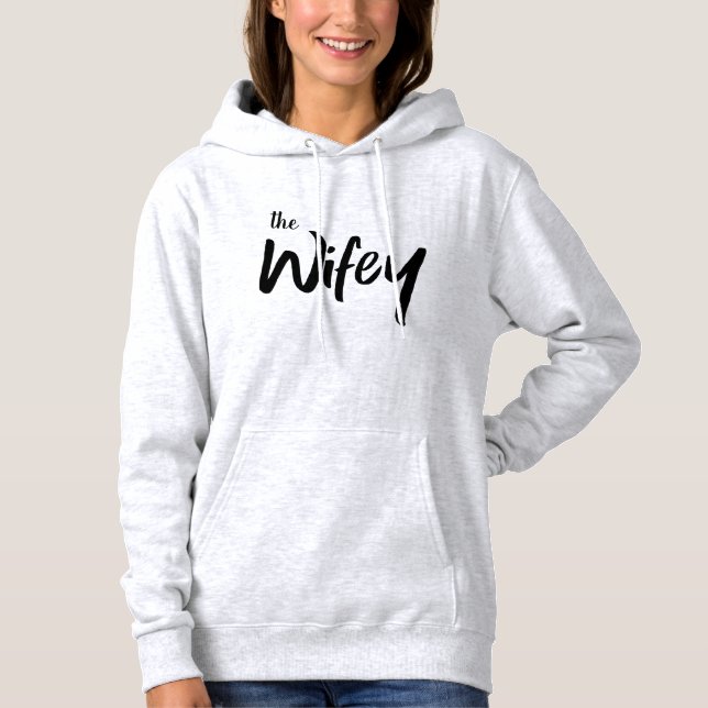 Wifey Funny Bride Brush Script Typography Hoodie (Front)